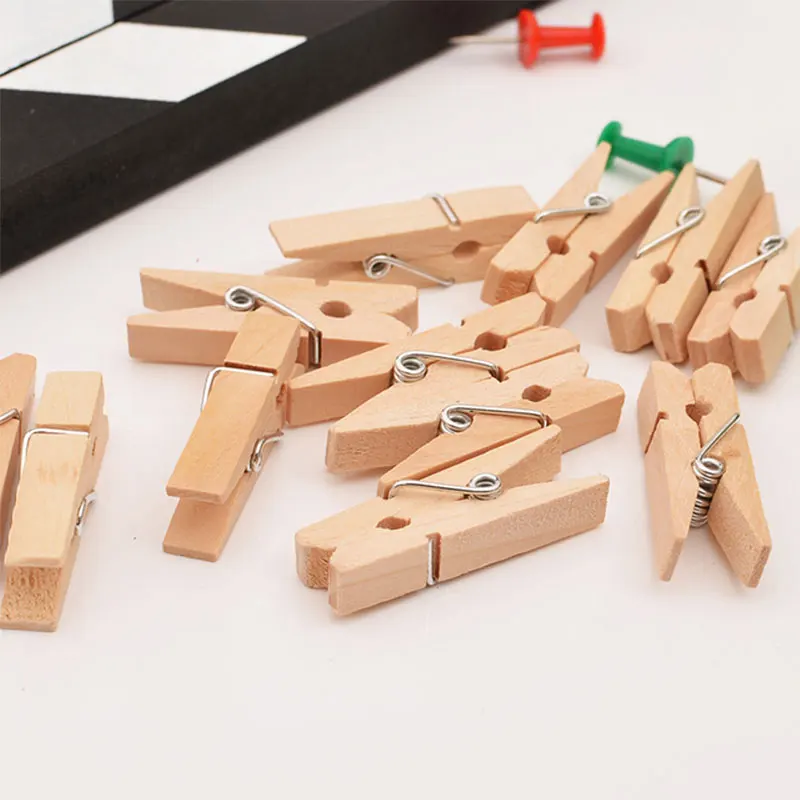 50Pcs/Pack Mini Photo Clothes Clip Wooden Home Organizer Clothespin Peg - Color: 3.5cm