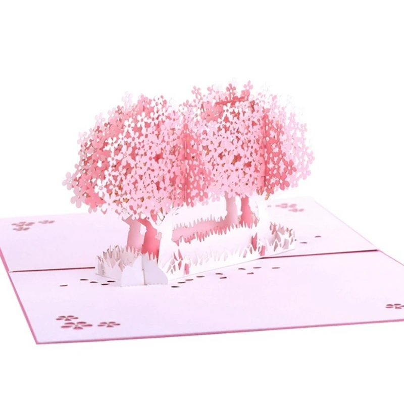  Cherry Blossom Greeting Card Handmade Birthday Wedding Invitation 3D Pop Up Card W215 - 32889853662