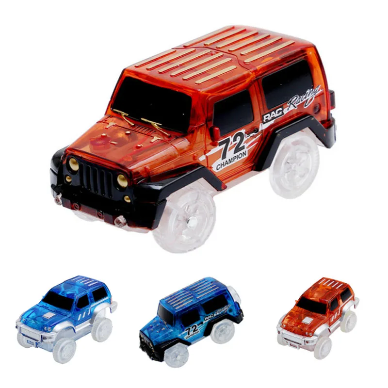 Dropship 5,2 cm Diecasts Magic Electronics 3 LED coche juguetes luces intermitentes para niños Regalo de Cumpleaños Glow Racing Tracks bolsa adorno