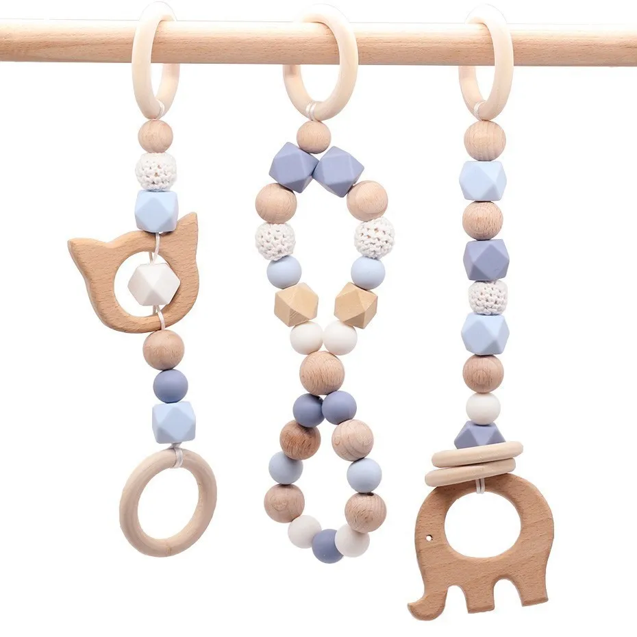 

Baby Rattle Toys Animal Wooden Rattle Ring Natural Wood Beads Play Gym Toy Stroller Toys Hanging Mobile Crib Newborn Infant Gift