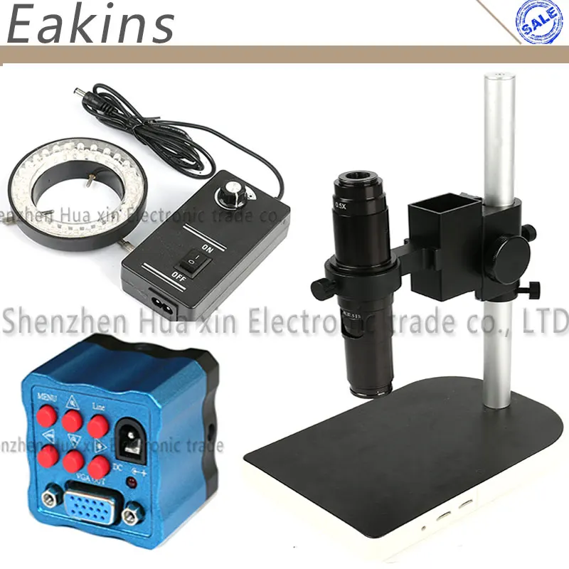 

Industrial Microscope Camera VGA outputs 2MP IR Remote Control + 200X HD C Mount Lens + 60 LED Light + Table Stand Holder