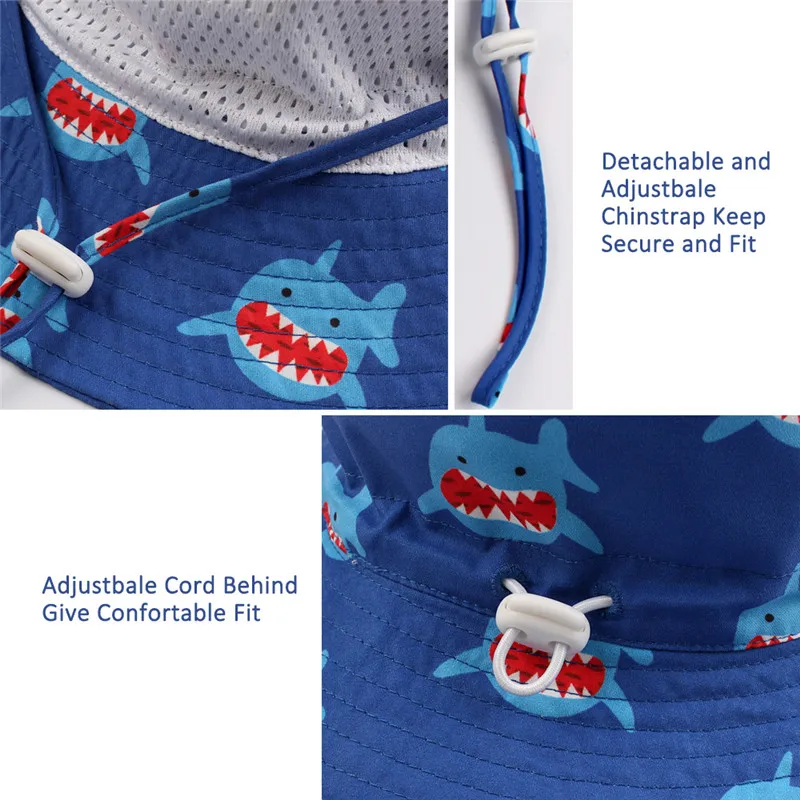 3Shark Baby Sun Hat Infant Boys Girls Bucket Cap Summer Children's UV Protection Bonnet Infant Breathable Cotton Fisherman's Basin Hats
