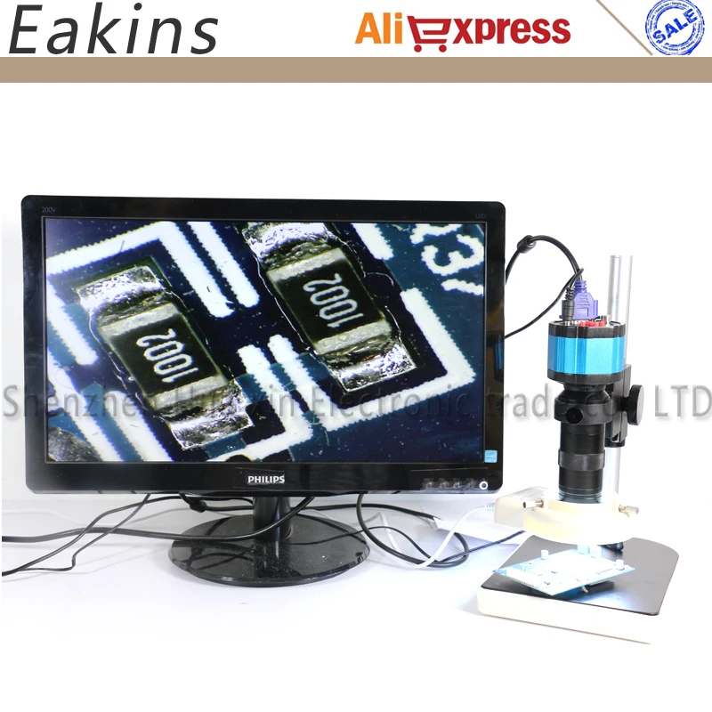 

Full set 2 in1 2.0MP VGA/AV Digital Industry Microscope Camera set kit+100X C-Mount Lens+56 LED ring Light+stand holder For PCB