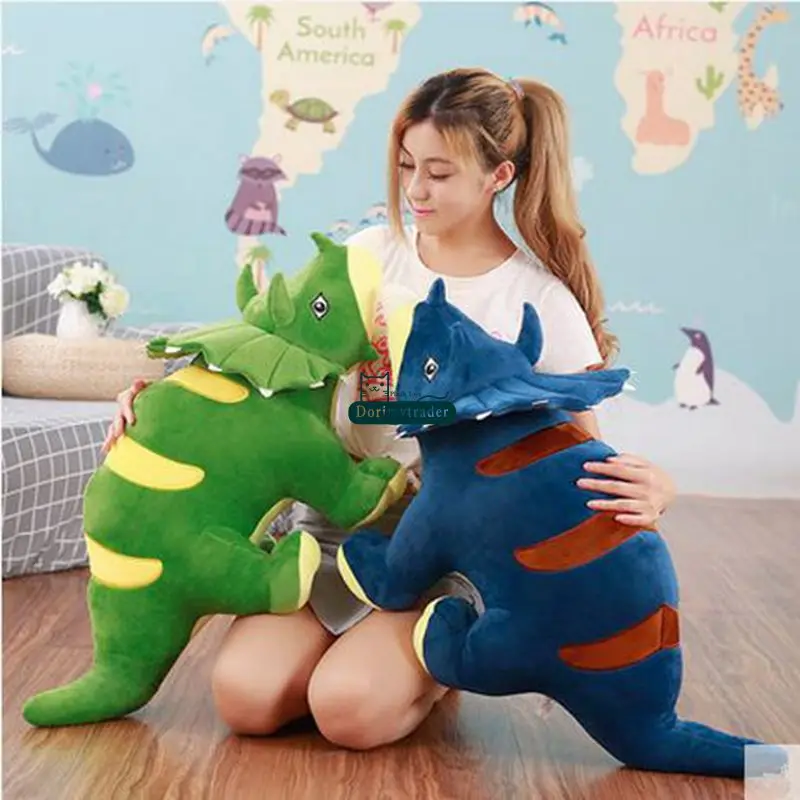 Dorimytrader New Pop 120cm Giant Soft Anime  Triceratops Plush Toy 47inch Stuffed Cartoon Dinosaur Doll Pillow Child Kids Gift DY61729  (5)