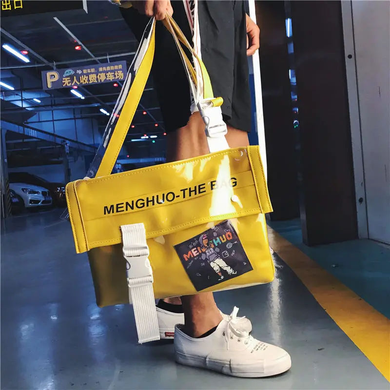 

Fashion Hip-Hop Leather Messenger Bag Large Graffiti Printing Crossbody For Women Men Street Brand Girl Big School Shoulder Bags