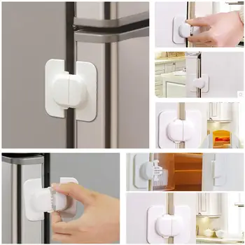 

Baby Square Lock White with Double-sided Adhesive Safety Products for Cabinet Refrigerator Drawer Plastic protection safety lock