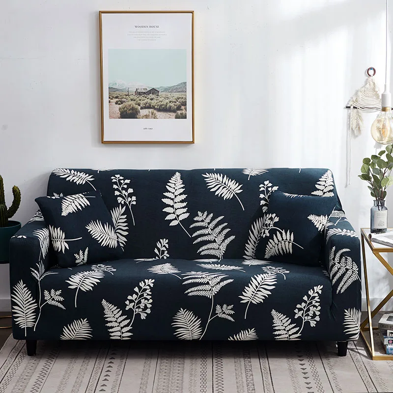 Листья геометрические секционные Чехлы для дивана в полоску стрейч цветочный протектор чехол Современная Гостиная пыленепроницаемый эластичный чехол для дивана