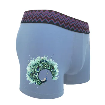 

Cartoon Green Peacock Print Cotton Boxer Underwear Men Plus Size Underpants Calzoncillo Hombre Sexy Modis Bielizna Breathable