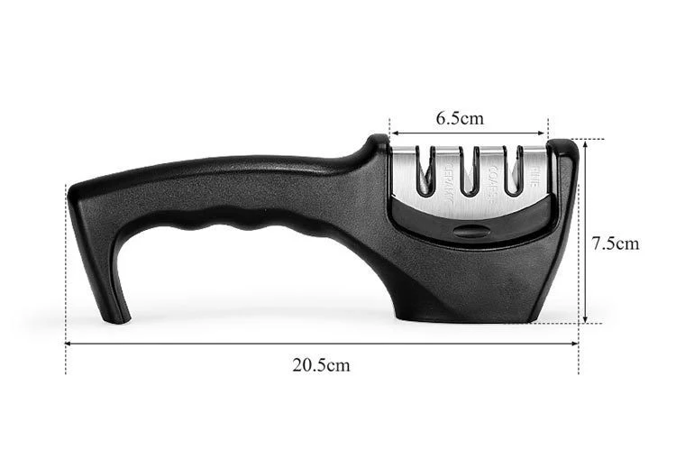 Точилка для ножей, 3 ступени, каменная шлифовальная машина, Вольфрамовая сталь, алмазная Керамическая точилка, инструмент, горячая Распродажа, дешевые Профессиональные кухонные аксессуары - Цвет: Black