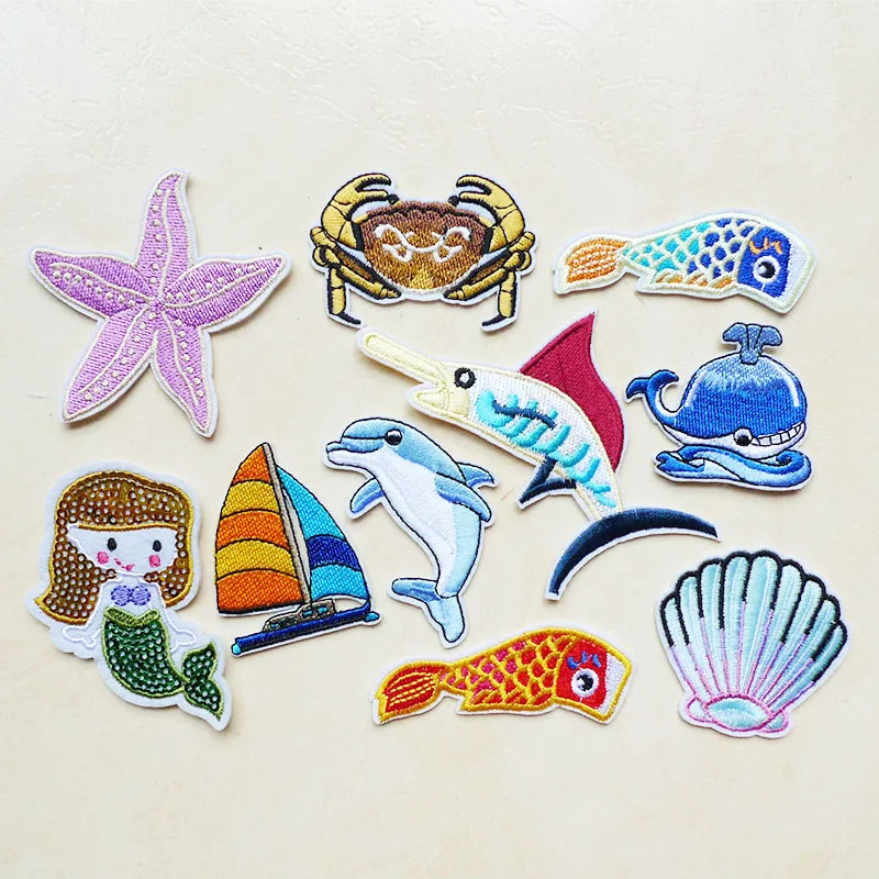 Little mermaid fish animated cartoon Art Badge Iron or sew on Embroidered Patch