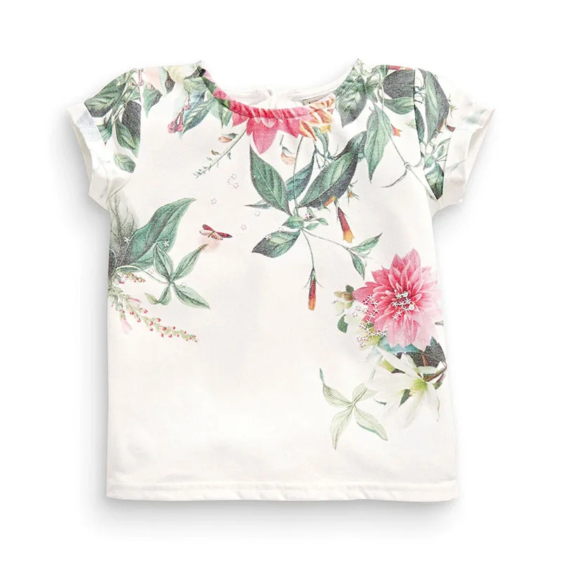 Little maven/Белая Летняя футболка с короткими рукавами для маленьких девочек от 1 года до 6 лет, с пайетками и буквенным принтом, детская одежда для девочек - Цвет: 50971 same picture