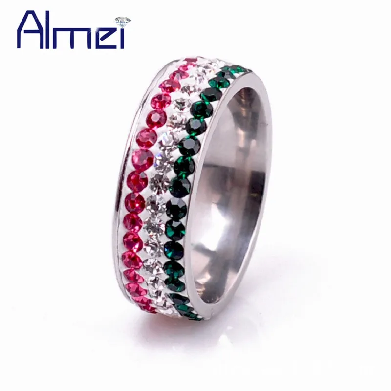 Almei Colorful CZ Zircon Rings for Women Jewelry with Cubic Zirconia