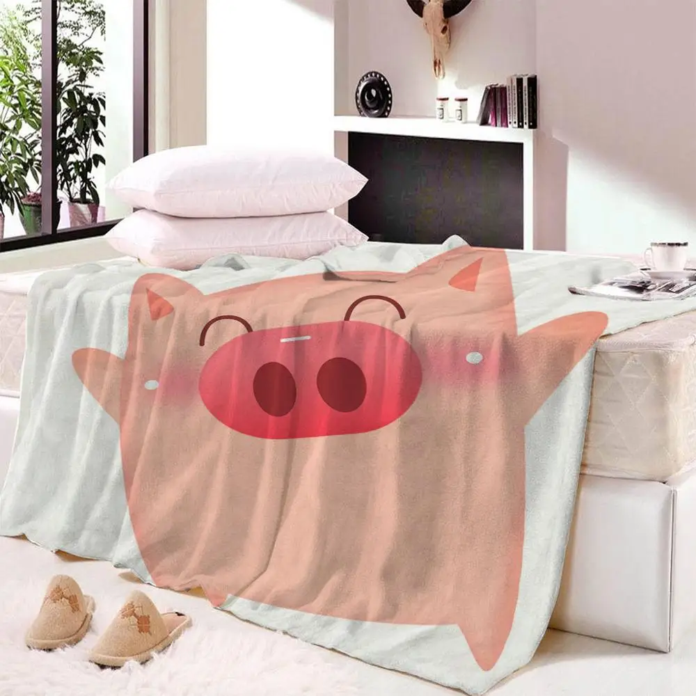 

Cute Pink Pig Thin Blanket For Bed Super Soft Cartoon Throw Blanket Art Beach Towel Throw Travel Bedspread Cartoon Dropship