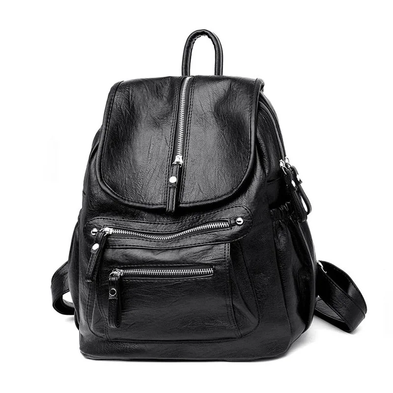 Женский кожаный рюкзак, модные женские рюкзаки для путешествий, роскошные школьные рюкзаки для девочек, черный большой рюкзак XA281H - Цвет: Black