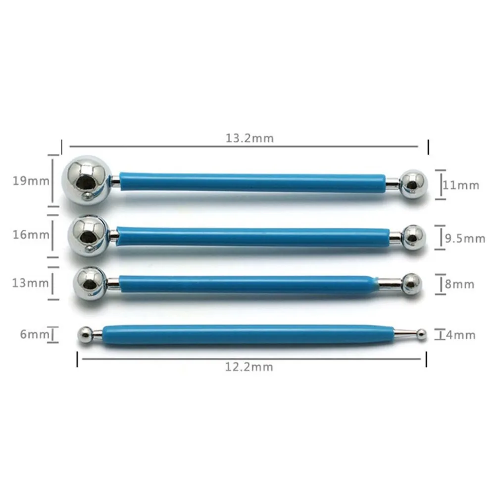 4 шт. DIY Инструменты для выпечки торта из нержавеющей стали мяч помадка украшения инструменты для моделирования 8 головок ручка для сахарного цветка