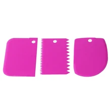 3 пластиковые торт скребки Фондант выпечки плотная гладкая зубчатые края(красная Роза