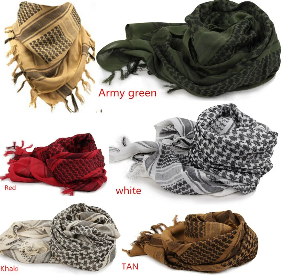 100% Cotton Scarf Military Shemagh Arab Tactical Desert Keffiyeh