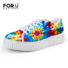 FORUDESIGNS/ новые модные женские туфли осенние Туфли без каблуков на платформе Туфли на толстой мягкой подошве Новинка город красочные Стиль на шнуровке Обувь для дам