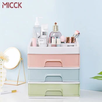 

MICCK Makeup Organizer Box Jewelry Necklace Nail Polish Earring Plastic Makeup Box Desktop Organizer For Cosmetics Storage Box