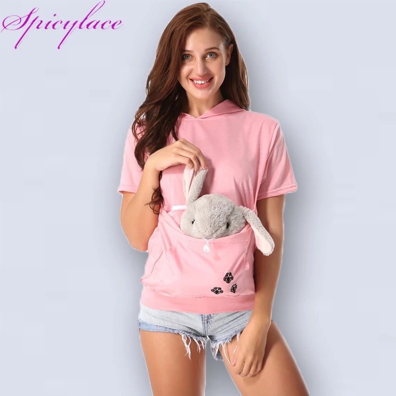 

Cat Pet Lovers Hoodies With Cuddle Pouch Dog Pet Short sleeve Kangaroo Pullovers Hooded With Ears Sweatshirt plus size Drop Ship