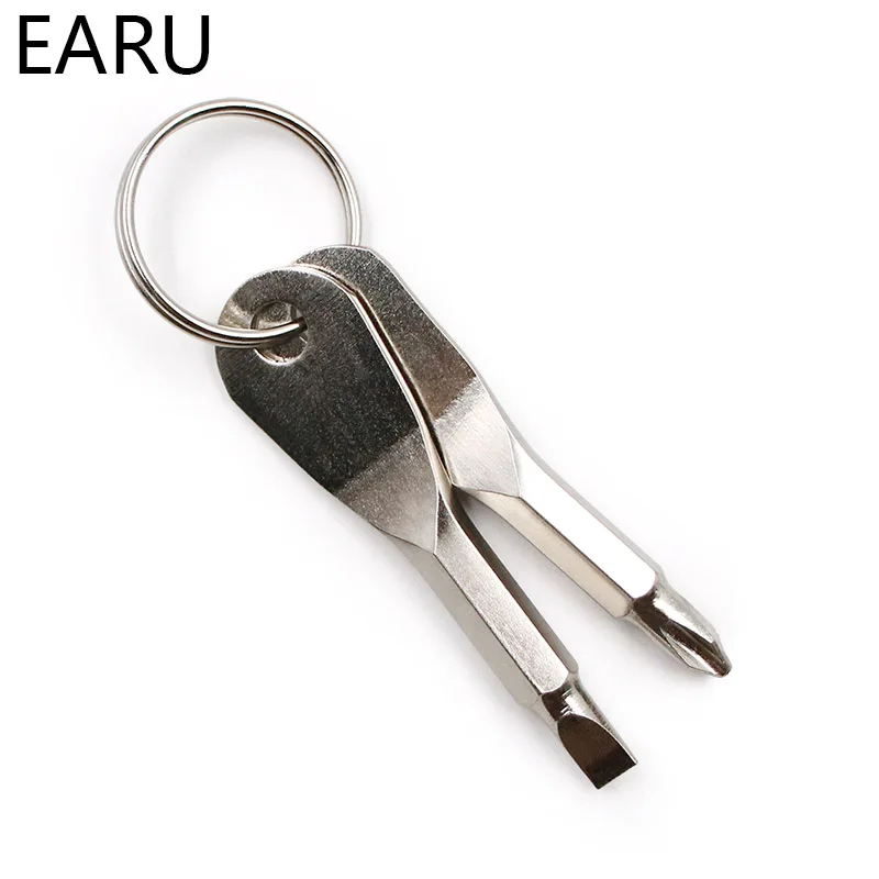 Pocket Multifunctional EDC Portable Phillips+Slotted Screwdriver Keychain Tool Y