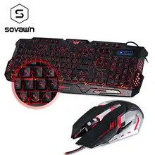Russian Gaming Keyboard Mouse Combos LED Backlit Keyboard Laptop USB Computer Gamer Light Keyboard and LED Game Mouse for PC