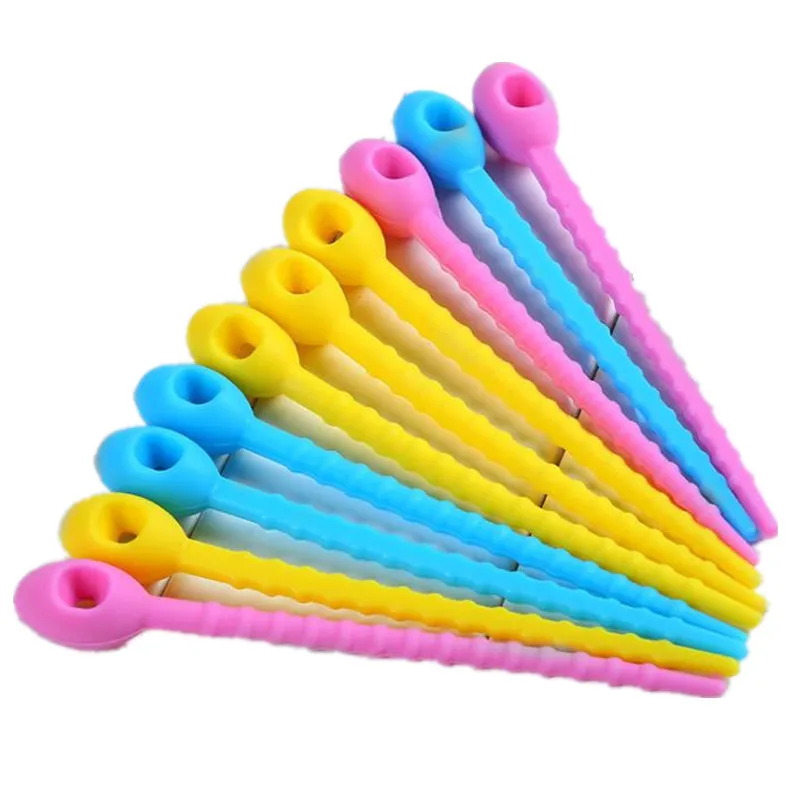 

10 Pieces Food Grade Silicone Bag Cable Tie Cable Management Zipper Winding Universal Multi-Purpose Bag Folder Bread Tie Food