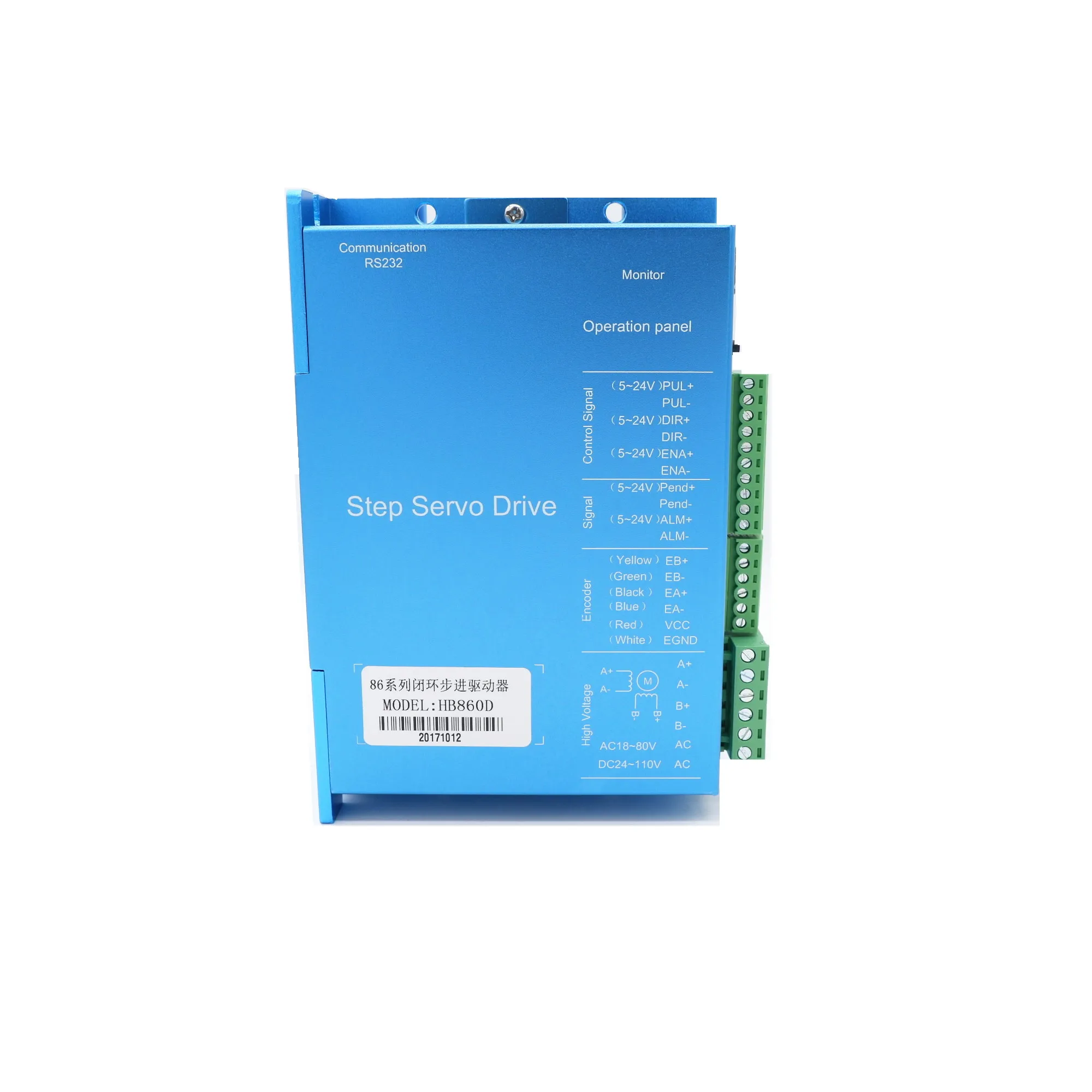 US $173.70 Hybrid NEMA 34 Closed Loop Motor 86HB260156 125NM 6A 2Phase Hybrid Nema 34 HB860D Motor Driver DC40110V AC6080V