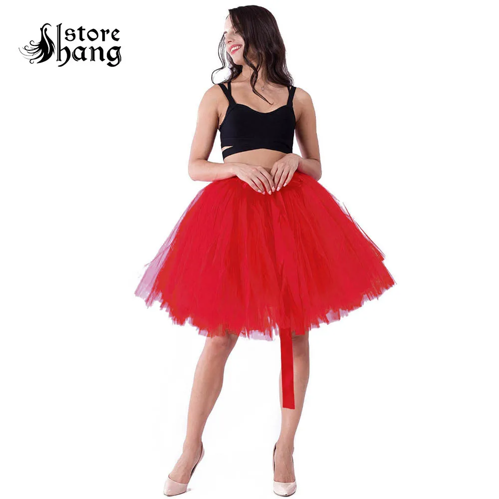 Women's Power Puff Tutu Tulle Skirt 50cm Midi Length Skater Skirt Party