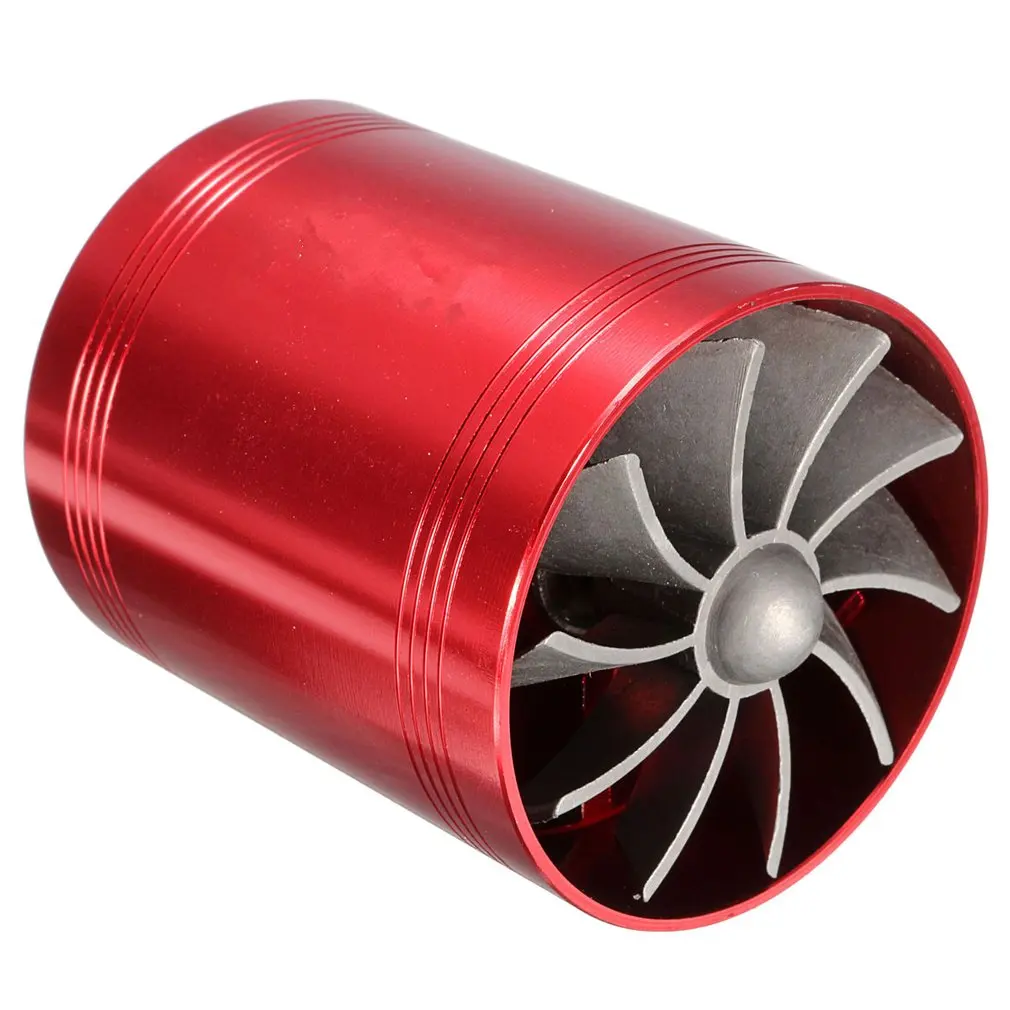 

Universal Car Supercharger Air Intake Turbonator Dual Fan Turbine Gas Fuel Saver Turbo