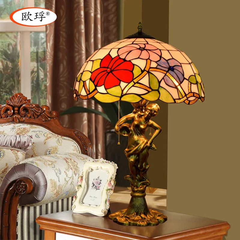 Американский пасторальный Тиффани витражная настольная лампа для гостиной