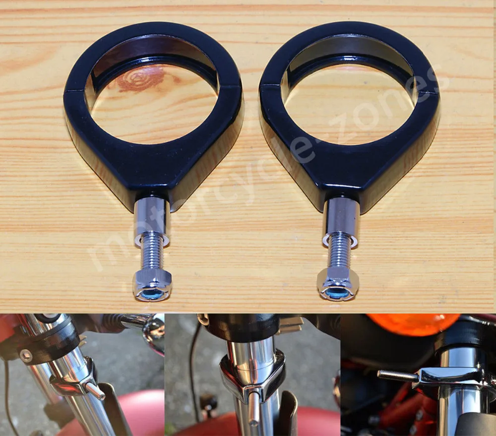 

Chrome Motorcycle Turn Signal Bracket 49mm Front Fork Relocation Clamps Mount Indicator For Harley Dyna Fat Bob CVO Street Bob