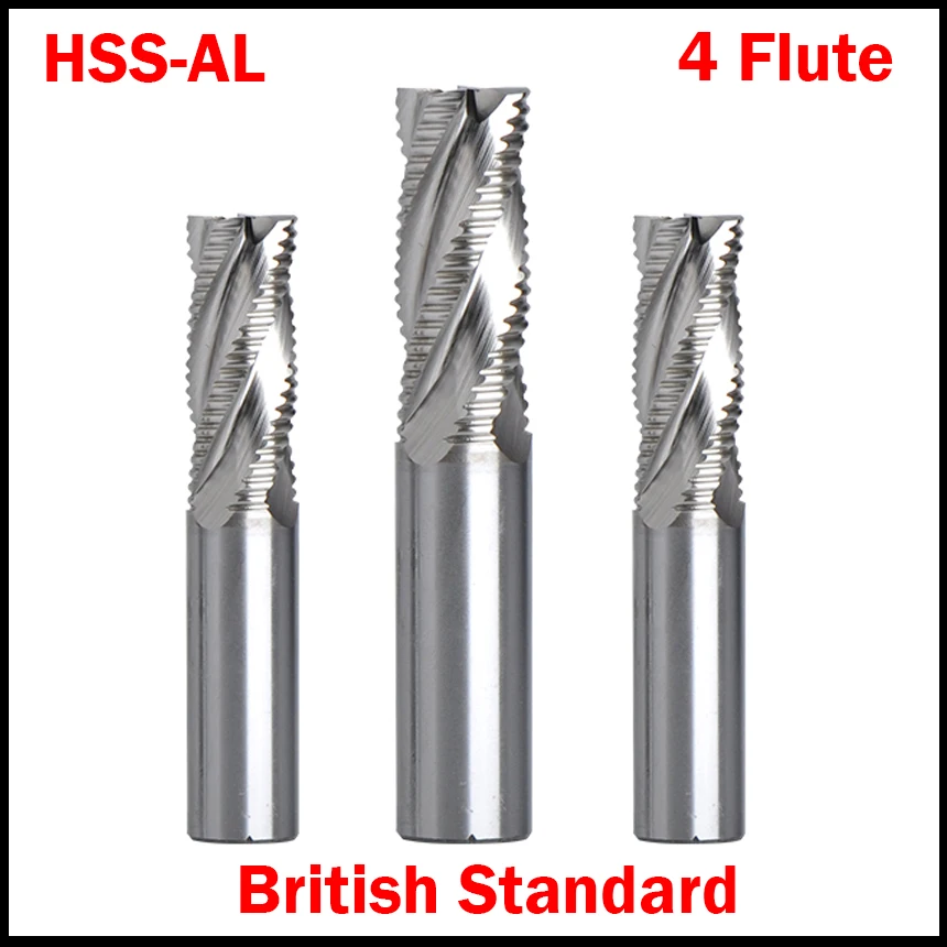 

1/2 5/8 3/4 1 OD Inch 4 Flute HSSAL Imperia British Standard Straight Shank CNC Cutting Tool Roughing End Mill Miling Cutter