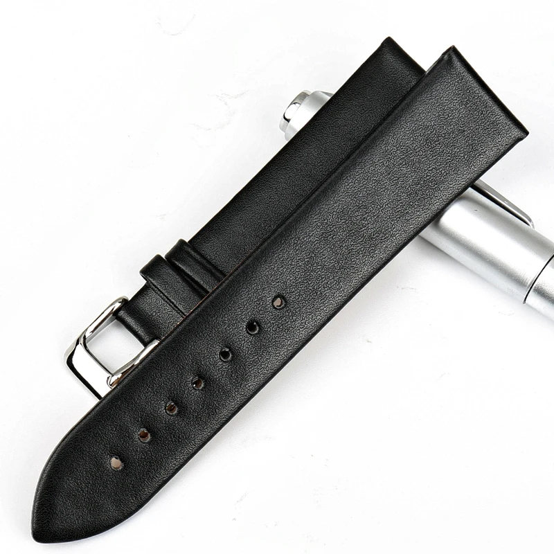 MAIKES Genuine Leather Black Watch Strap Bracelet Accessory