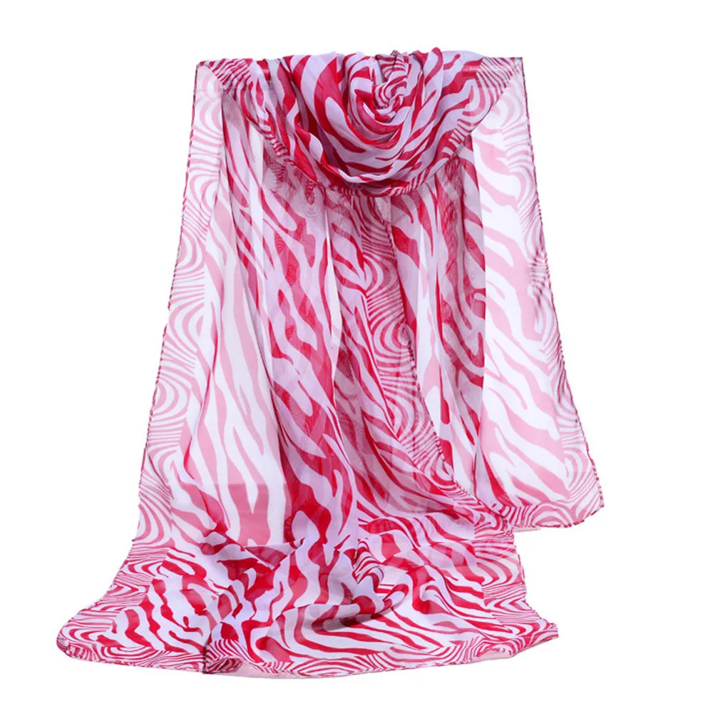 Модный женский шифоновый шарф в полоску с принтом зебры cachecol Flower платок-шаль wrap Hijab мягкий модный брендовый шарф