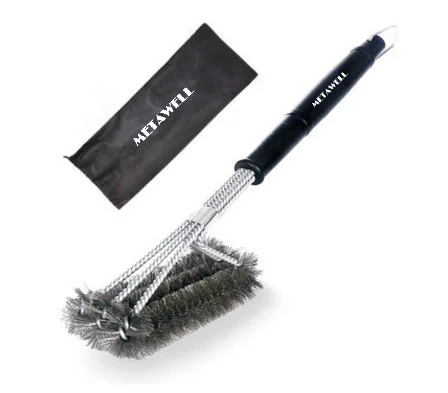

METAWELL 18'' Non-stick Barbecue Grill BBQ Brush Stainless Steel Cleaning Brushes With Handle Cooking BBQ Tools