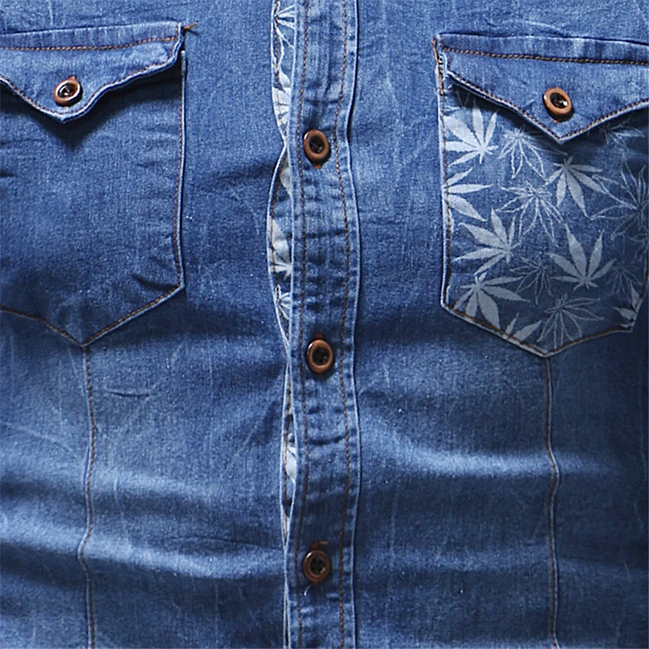 Джинсовая рубашка мужская повседневное Fit Slim рубашки с короткими рукавами 2019 сезон: весна-лето хлопковые джинсы платье рубашка для мужчин s