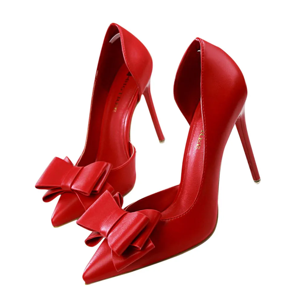

SAGACE Ladies Charm Bowknot Sexy High Heel Shoes Women Spring Summer Thin High Heels Shallow High Heel Women Single Shoes