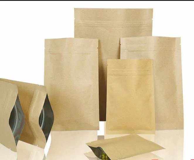Download Kraft Paper Bags Pouch with Zipper zip Lock Packaging bag with foil inner-in Gift Bags ...