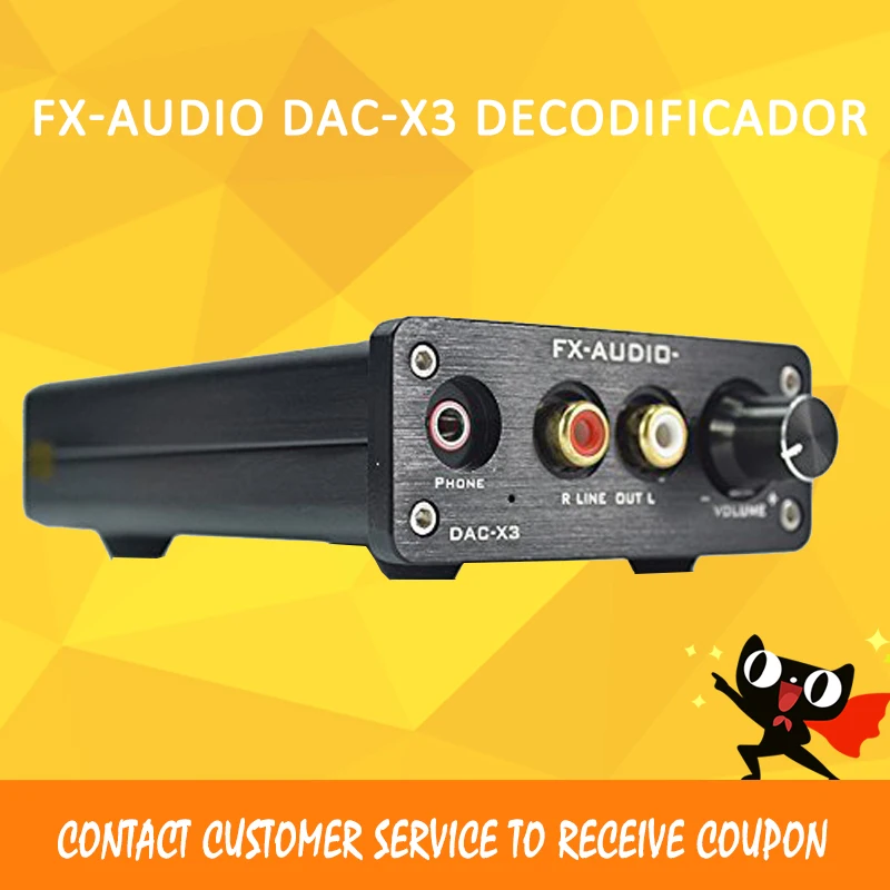 

FX-audio dac-x3 Headphone amplifier decoding Optical/Coaxial/USB Input 3.55mm rca out 24bit/192khz 12V power supply