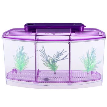 

Mini Fish Tank Self-Cleaning Desktop Mini Ecological Goldfish Tank Square Rectangle Hatching Seedlings Aquariums For Home Shop