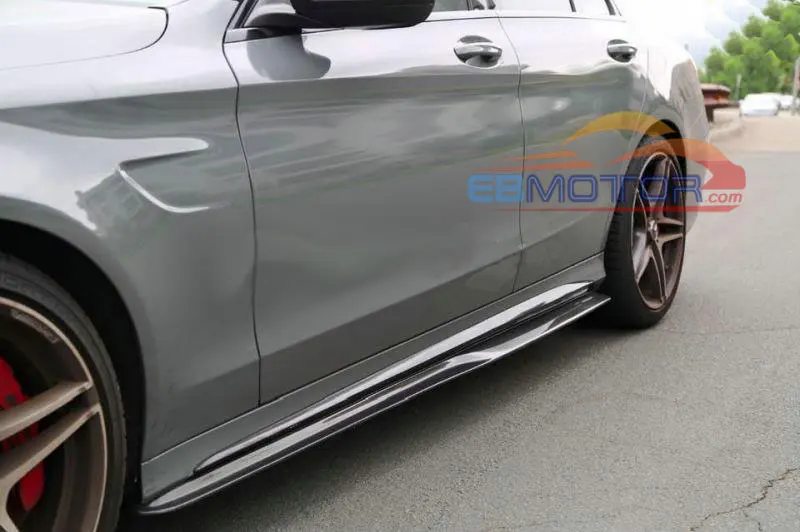 Реальные углеродного волокна боковые юбки 4 шт. набор для Benz W205 C63 C63s AMG SOnly 2015UP M130+ M132