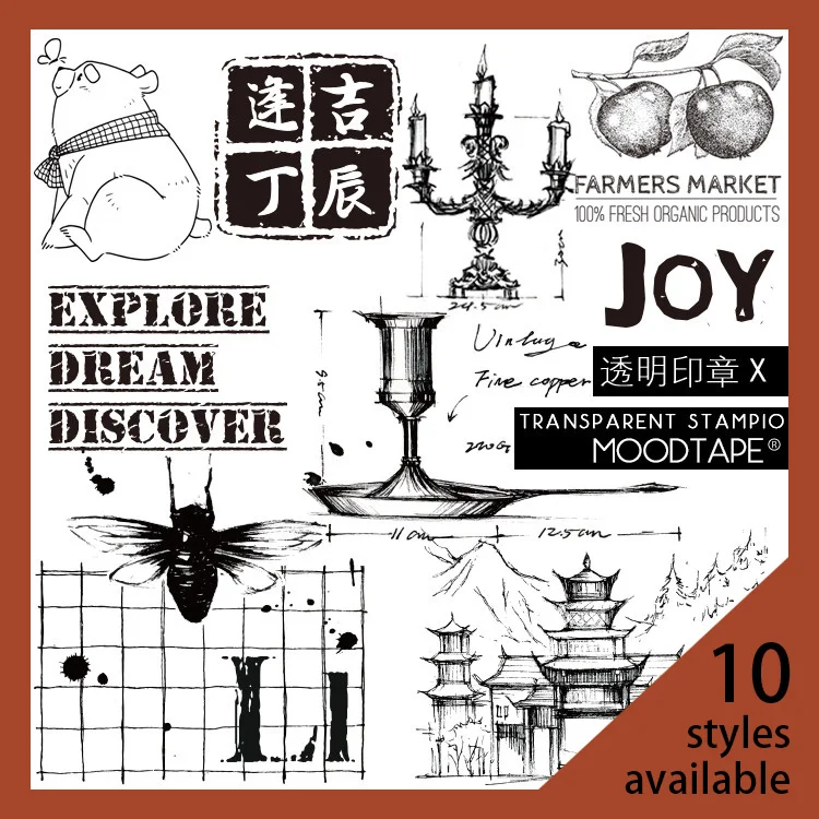 

moodtape vintage clear stamp for DIY scrapbooking/photo album Decorative transparent stamp label words bear rubber stamp seal