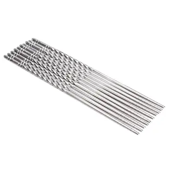 

5 Pairs Stainless Steel Chopsticks Anti-skip Thread Style Chinese Stylish Chopsticks