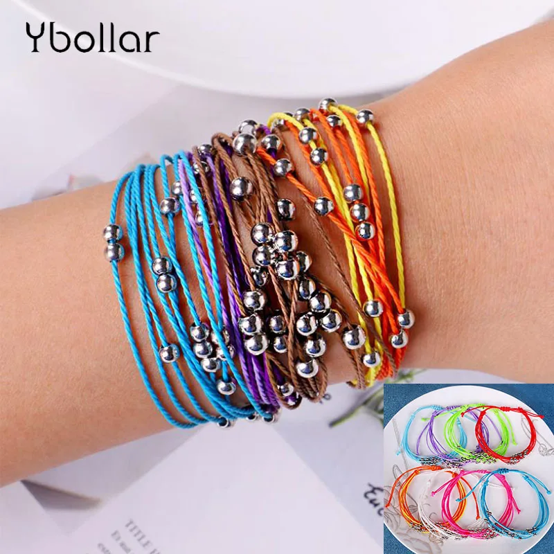 

Bohemian Rope Beads Bracelets For Women Men Handmade Wax String Friendship Bracelet Summer Jewelry Beach Surf Bracelet