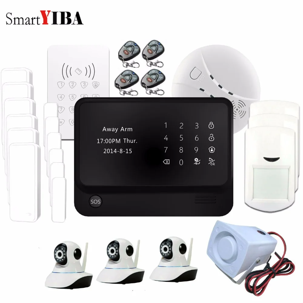 

SmartYIBA Home Burglar Security Keyboard App Control WIFI GSM Alarm Cameras PIR Motion Alarm Smoke Door/Window Sensor Alarm