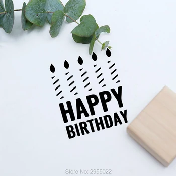 

Happy Birthday candles Stamp, wood rubber stamp,birthday stamp
