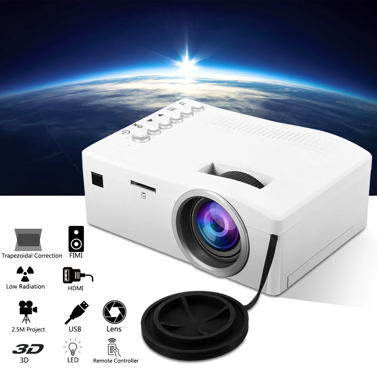 Mini Portable LED Projector 400 Lumen Full HD 1080P 320 x 180 Resolution Home Theater Cinema PC VGA USB SD AV Input HDMI