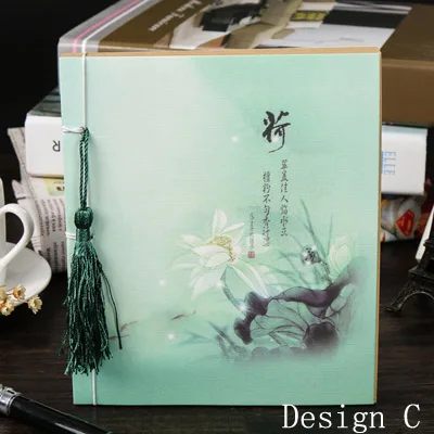 Последние Тетрадь канцелярские принадлежности Школьные принадлежности Дневник путешествия креативные милые Китайский ветер ручной доска брошюры Ретро Тетрадь - Цвет: Design C