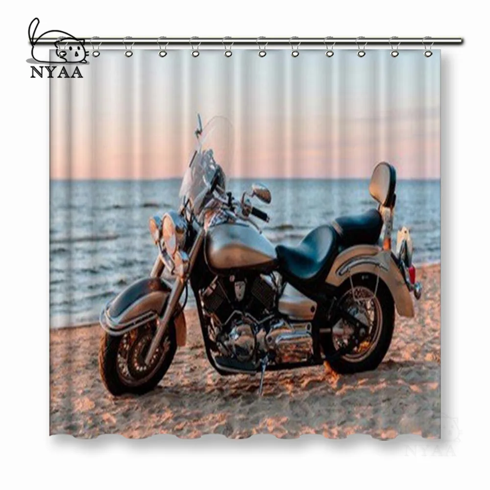 

NYAA Motorcycle Chopper Shower Curtains Beach Waterproof Polyester Fabric Bathroom Curtains For Home Decor